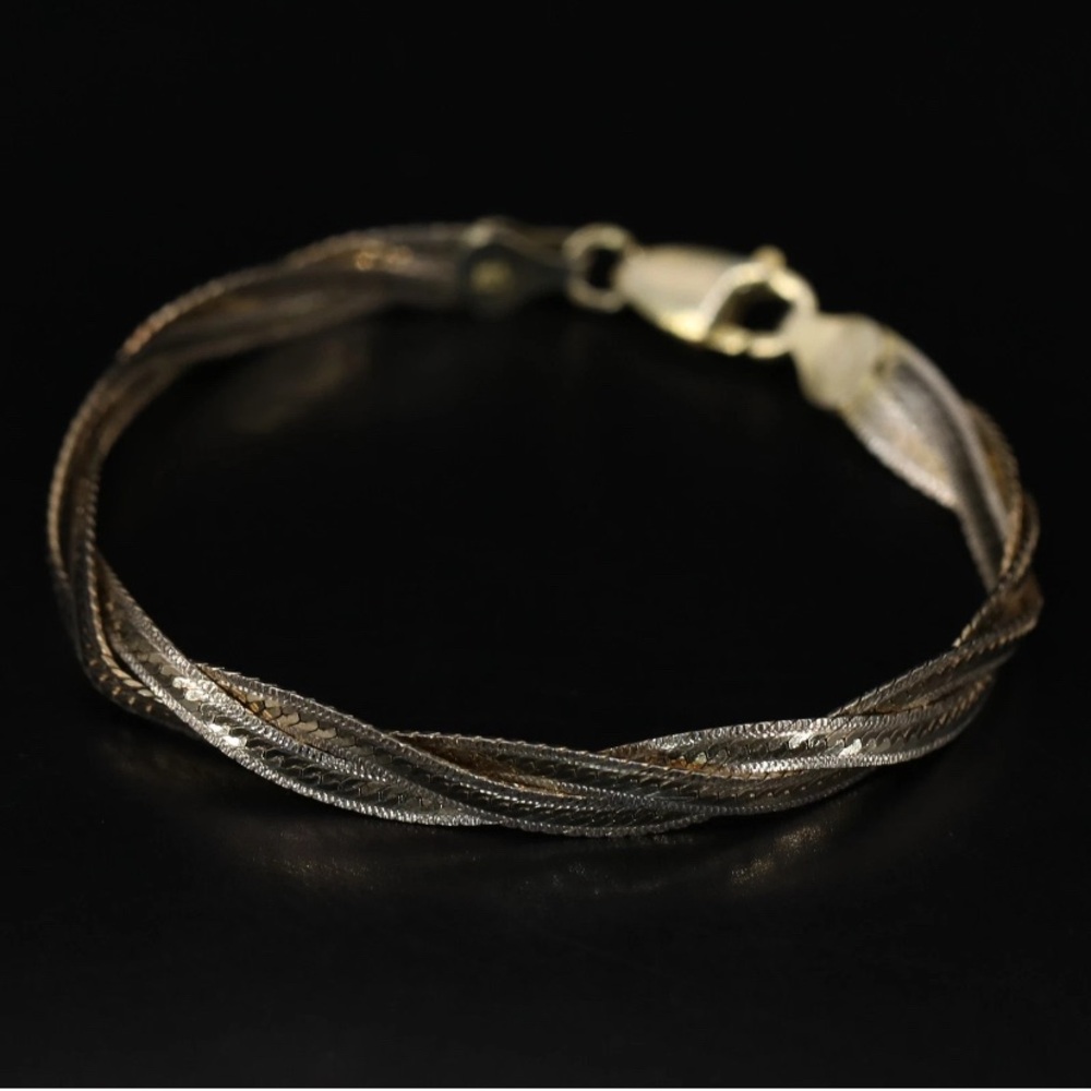 Sterling Silver - ITALY SU Two-Tone Braided Herringbone
Chain❤️
